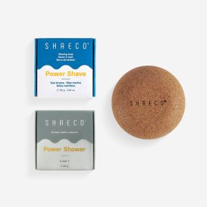 Champô Sólido e Sabonete 2 em 1 Power Shower 100 g + Barra Barbear Power Shave 80g + Peable